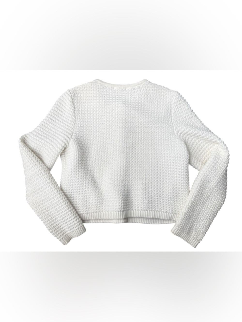 Aqua Off White Textured Button Front Knit Cardigan Sweater - Size Medium - Picture 3 of 8